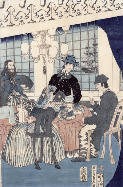 The salon of a house of foreign merchants at Yokohama by Utagawa Sadahide